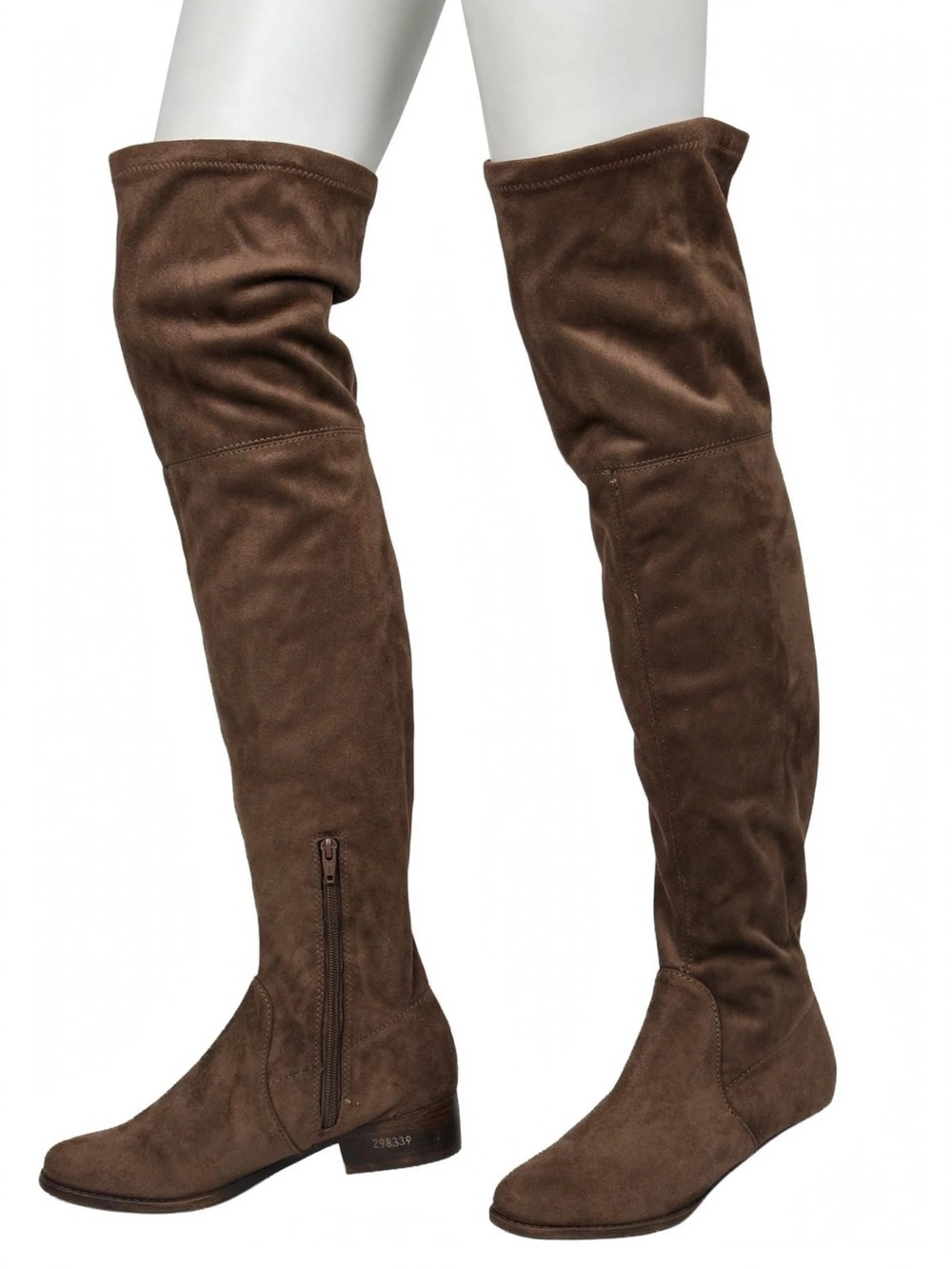 Over-the-Knee Brown Suede Boots with Side Zip